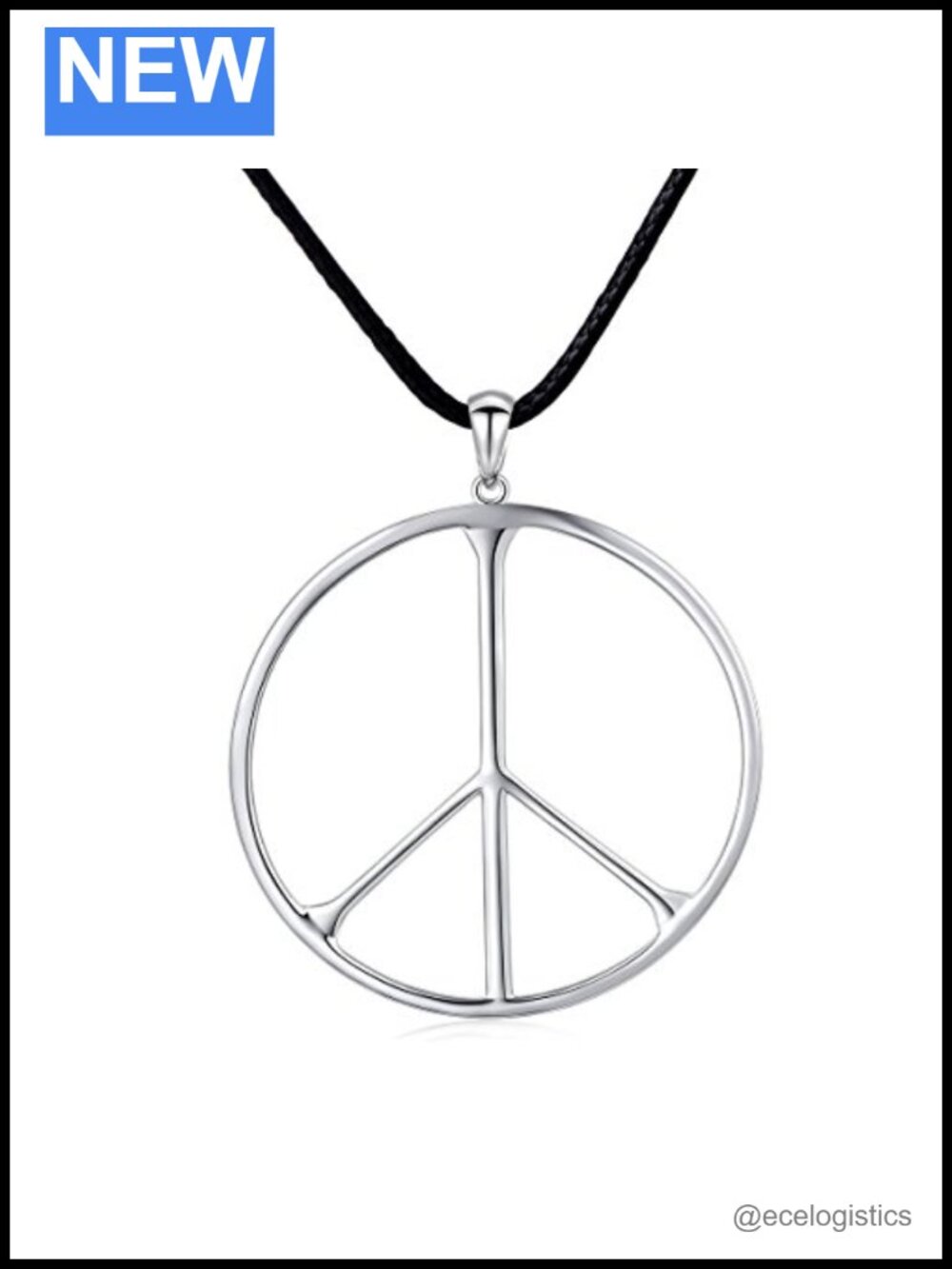 Sterling Silver Peace Sign Pendant Necklace Hippie Party Jewelry